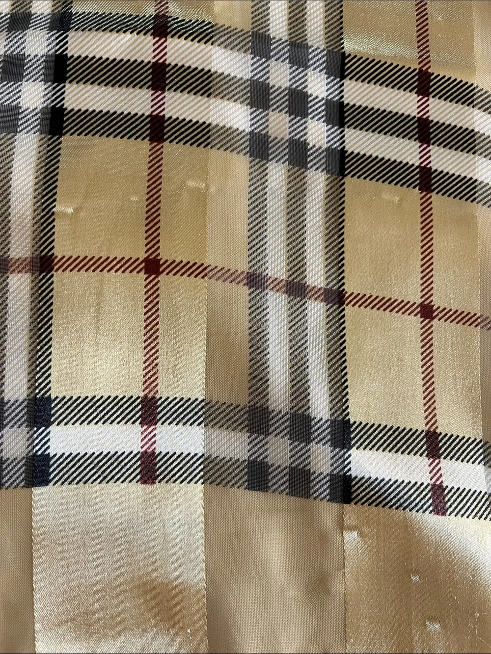 Burberry Gold and Beige Signature Plaid Silk Square Scarf - Picture 4 of 5